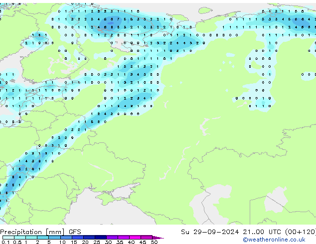 Neerslag GFS zo 29.09.2024 00 UTC