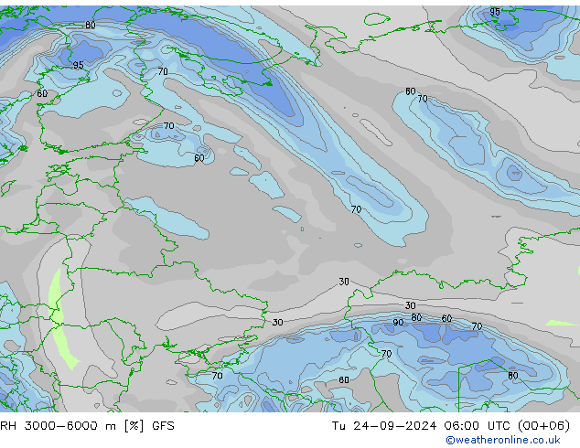 RH 3000-6000 m GFS вт 24.09.2024 06 UTC