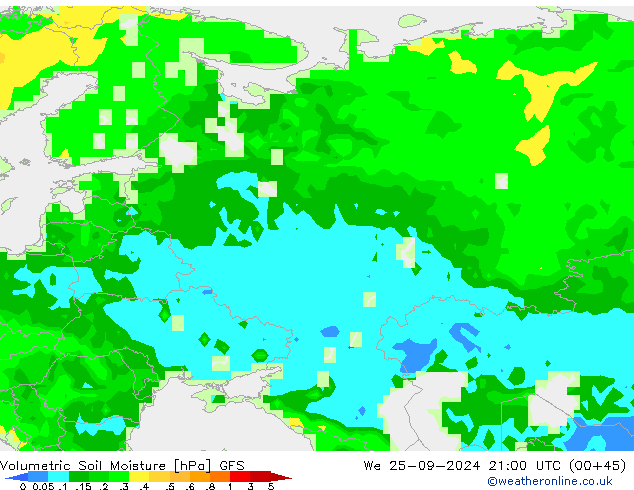 Volumetric Soil Moisture GFS We 25.09.2024 21 UTC