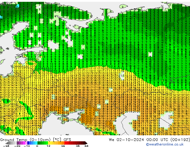 температура от 0-10 см GFS ср 02.10.2024 00 UTC