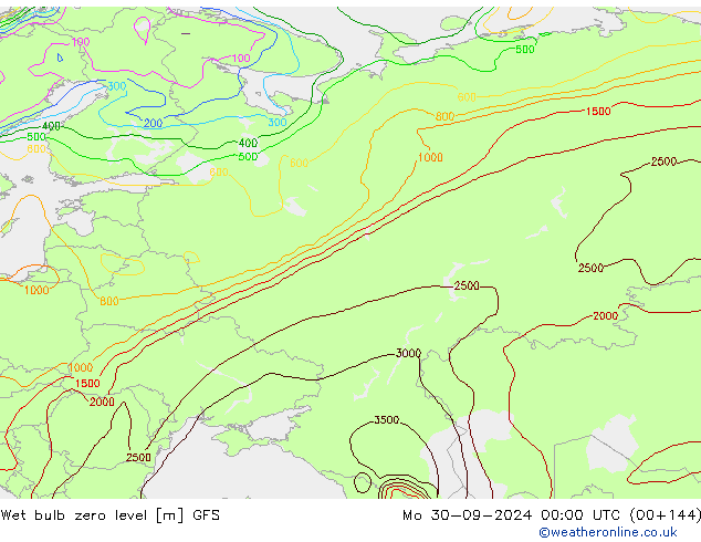 Theta-W Nulgradenniveau GFS ma 30.09.2024 00 UTC
