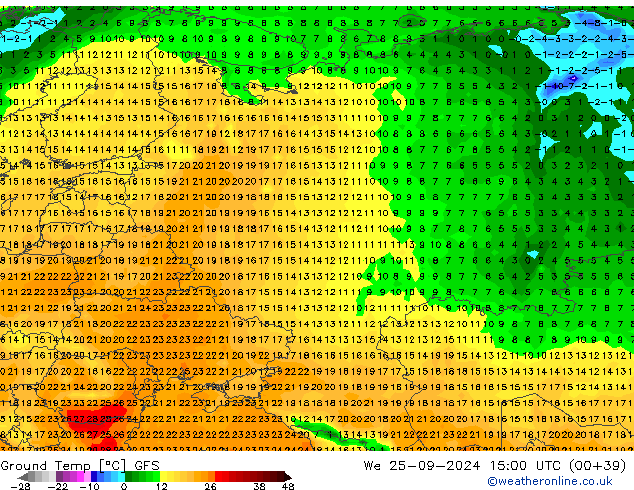 Ground Temp GFS We 25.09.2024 15 UTC