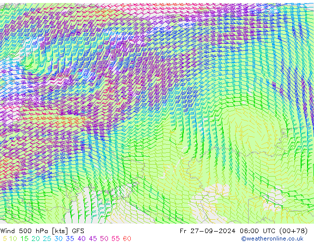 Wind 500 hPa GFS Fr 27.09.2024 06 UTC