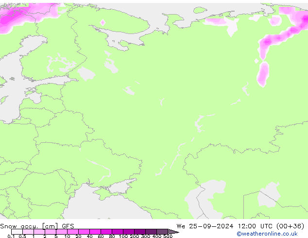 Snow accu. GFS We 25.09.2024 12 UTC