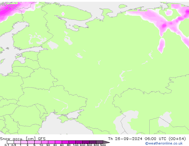 Snow accu. GFS Th 26.09.2024 06 UTC