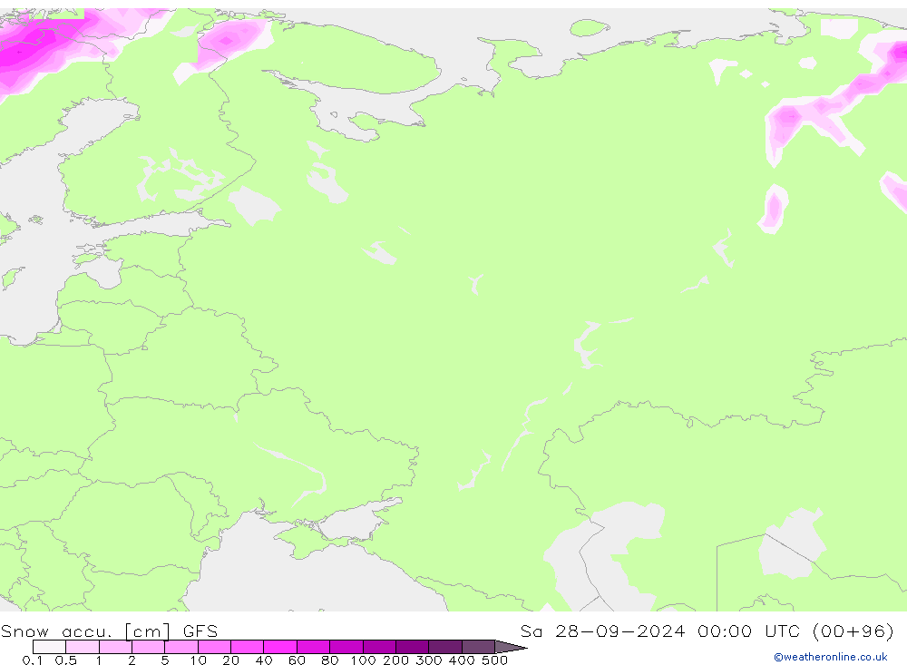 Snow accu. GFS sam 28.09.2024 00 UTC