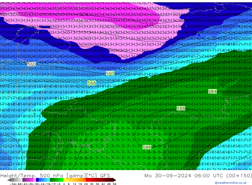 Z500/Regen(+SLP)/Z850 GFS ma 30.09.2024 06 UTC