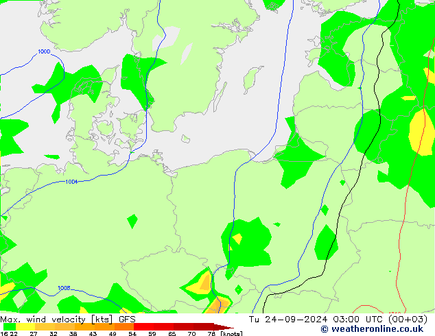 Max. wind velocity GFS mar 24.09.2024 03 UTC