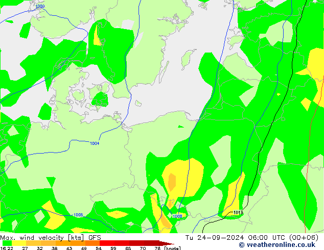 Max. wind velocity GFS Tu 24.09.2024 06 UTC