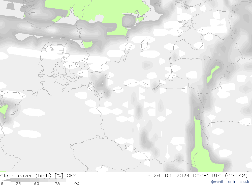 Cloud cover (high) GFS Th 26.09.2024 00 UTC