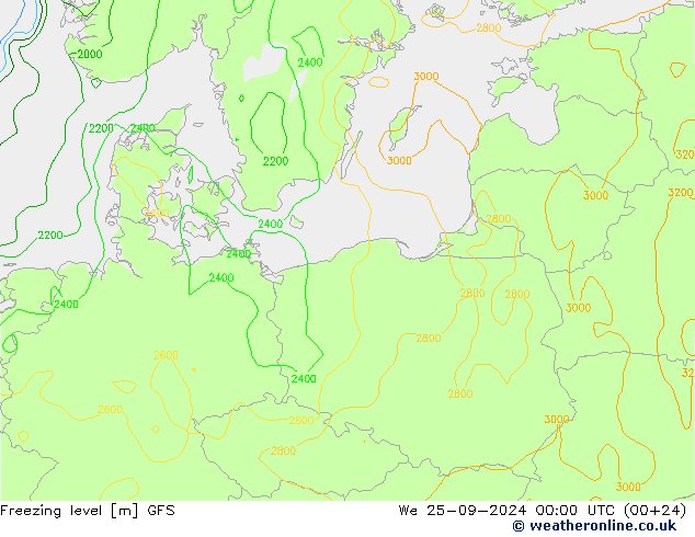 Donma Seviyesi GFS Çar 25.09.2024 00 UTC