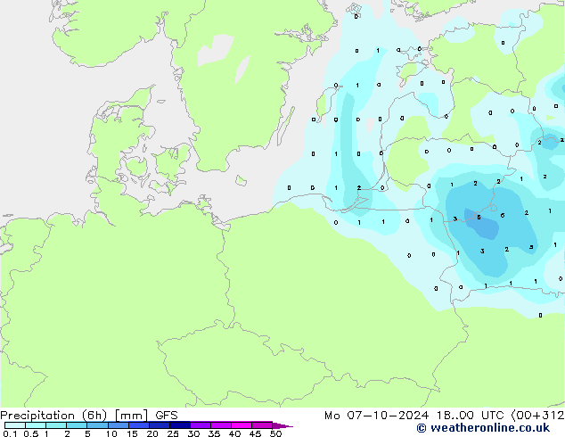 Z500/Rain (+SLP)/Z850 GFS lun 07.10.2024 00 UTC