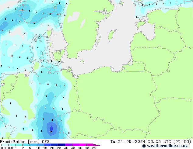 Precipitation GFS Tu 24.09.2024 03 UTC