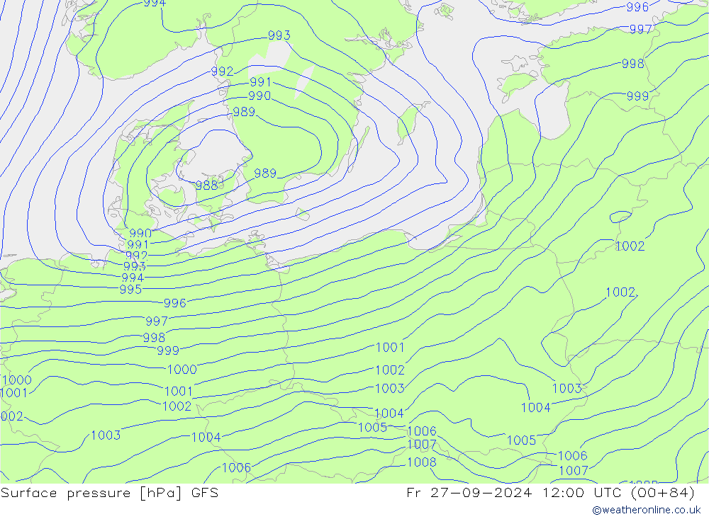 Luchtdruk (Grond) GFS vr 27.09.2024 12 UTC