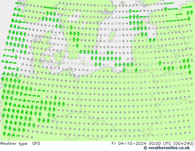 Tipo de precipitación GFS vie 04.10.2024 00 UTC