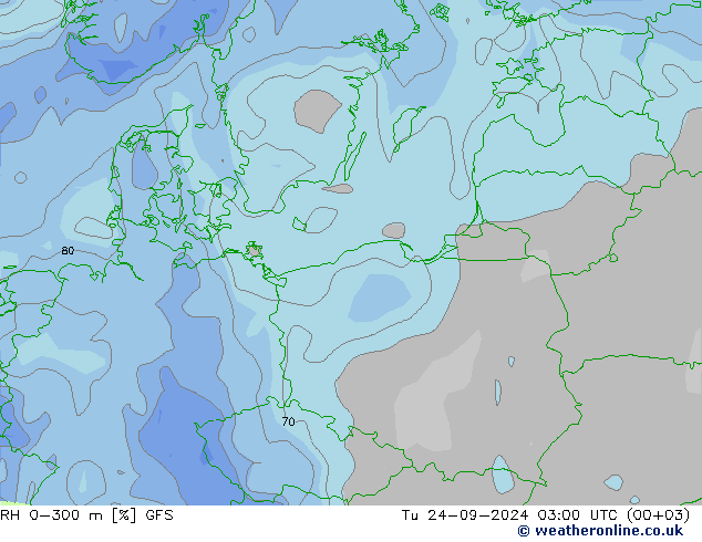 RH 0-300 m GFS Tu 24.09.2024 03 UTC