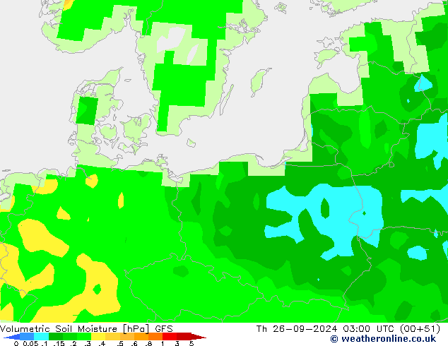 Volumetric Soil Moisture GFS чт 26.09.2024 03 UTC