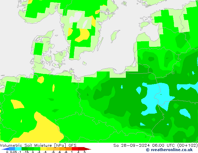 Volumetric Soil Moisture GFS sab 28.09.2024 06 UTC