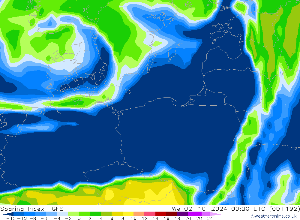 Soaring Index GFS mer 02.10.2024 00 UTC