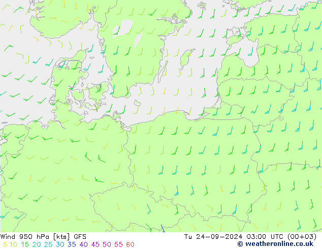 Vento 950 hPa GFS mar 24.09.2024 03 UTC