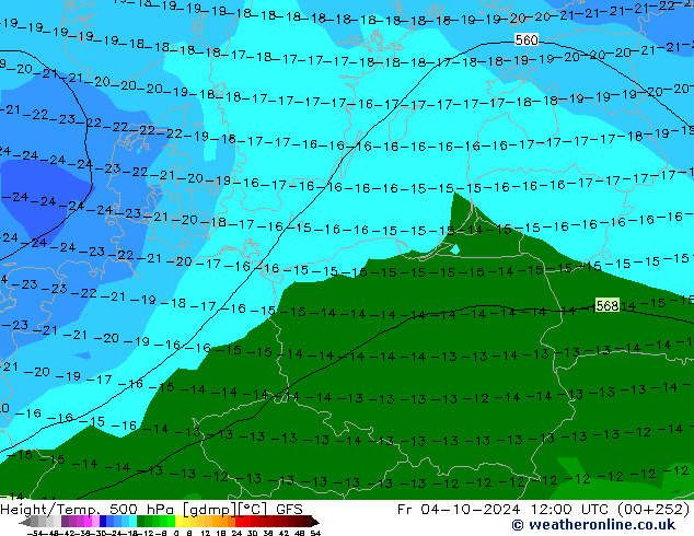 Z500/Rain (+SLP)/Z850 GFS Fr 04.10.2024 12 UTC