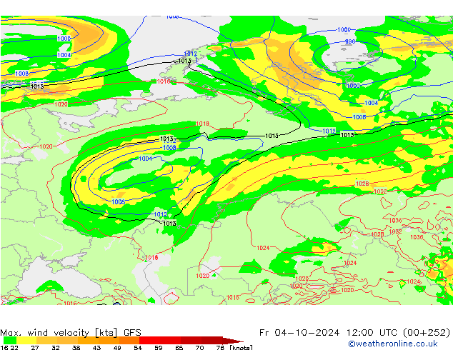 Max. wind velocity GFS Fr 04.10.2024 12 UTC