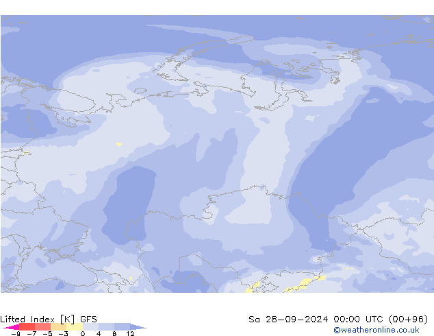 Lifted Index GFS Sa 28.09.2024 00 UTC