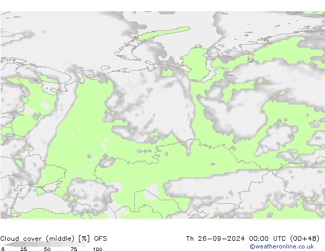 oblačnosti uprostřed GFS Čt 26.09.2024 00 UTC