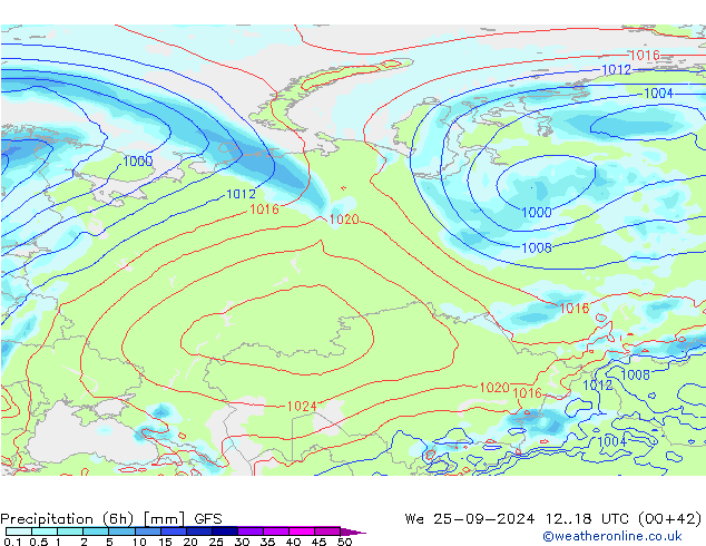 Z500/Rain (+SLP)/Z850 GFS Qua 25.09.2024 18 UTC