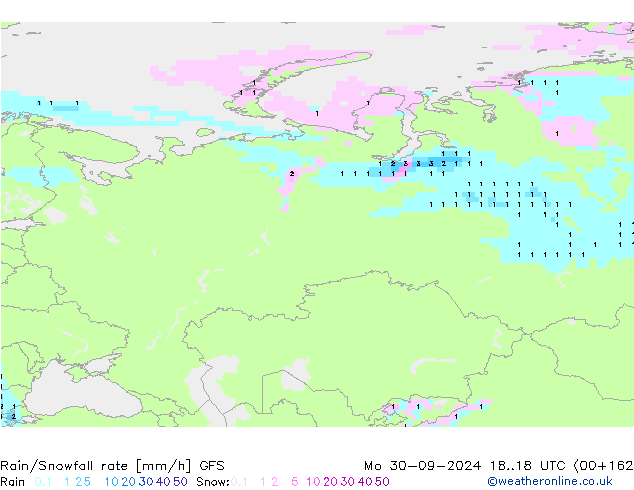 Rain/Snowfall rate GFS Seg 30.09.2024 18 UTC