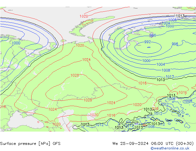 GFS: mer 25.09.2024 06 UTC