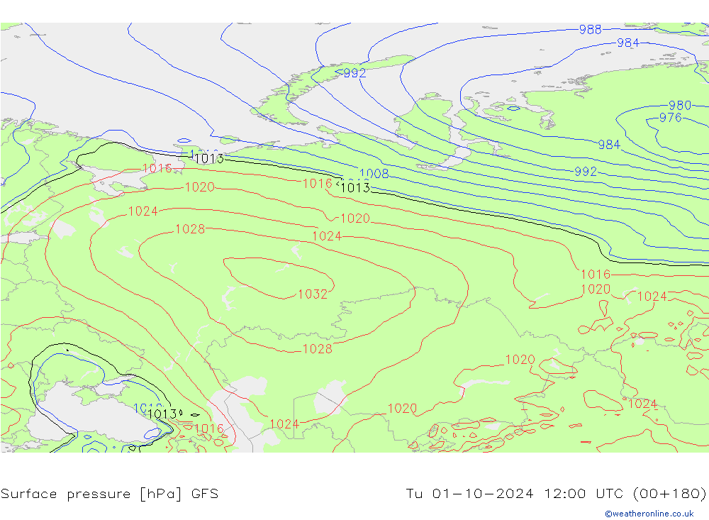 приземное давление GFS вт 01.10.2024 12 UTC