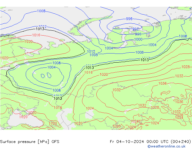 Yer basıncı GFS Cu 04.10.2024 00 UTC