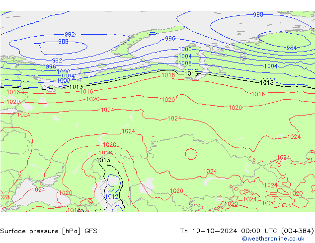 Bodendruck GFS Do 10.10.2024 00 UTC