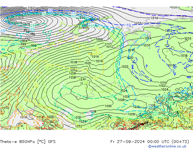 Theta-e 850hPa GFS  27.09.2024 00 UTC