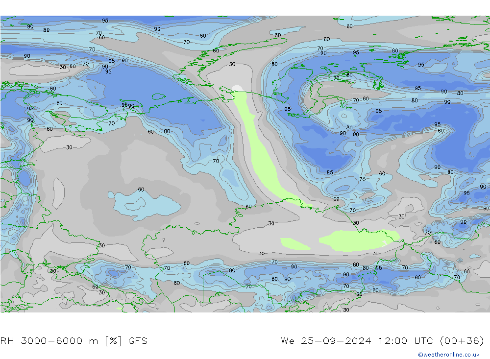 RH 3000-6000 m GFS  25.09.2024 12 UTC