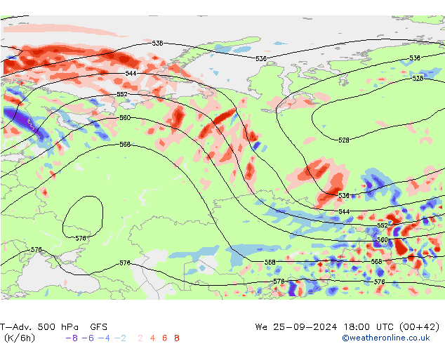 T-Adv. 500 hPa GFS  25.09.2024 18 UTC