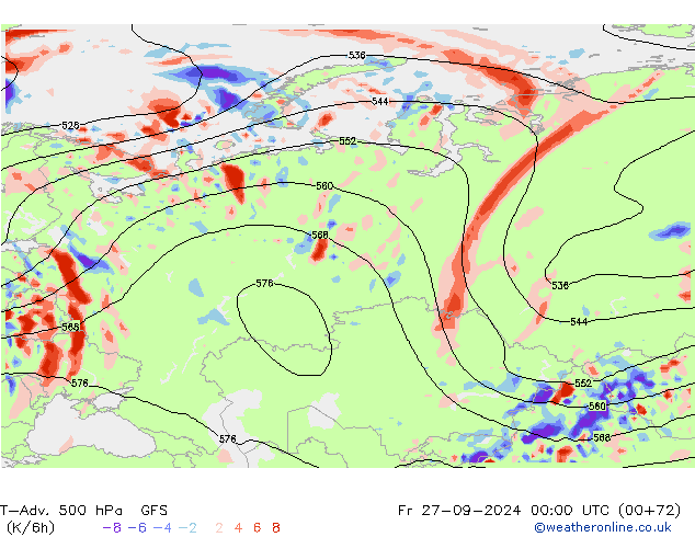 T-Adv. 500 hPa GFS  27.09.2024 00 UTC