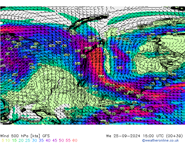 Wind 500 hPa GFS wo 25.09.2024 15 UTC