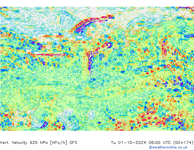 Vert. Velocity 925 hPa GFS mar 01.10.2024 06 UTC