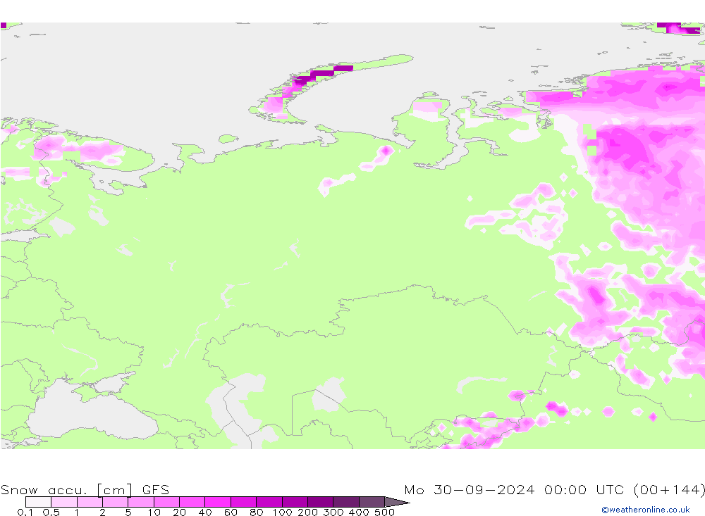 Toplam Kar GFS Pzt 30.09.2024 00 UTC