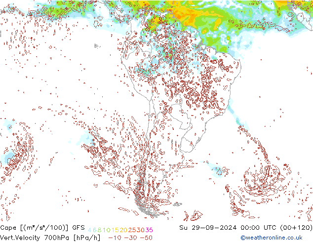 Cape GFS Su 29.09.2024 00 UTC