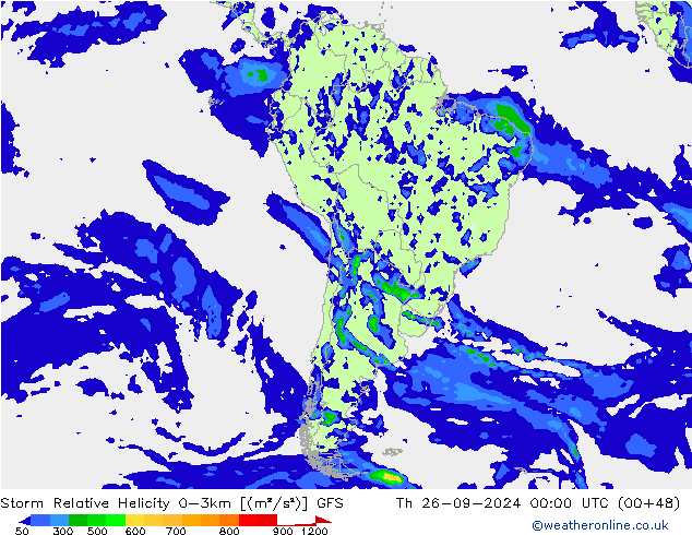 Storm Relative Helicity GFS wrzesień 2024