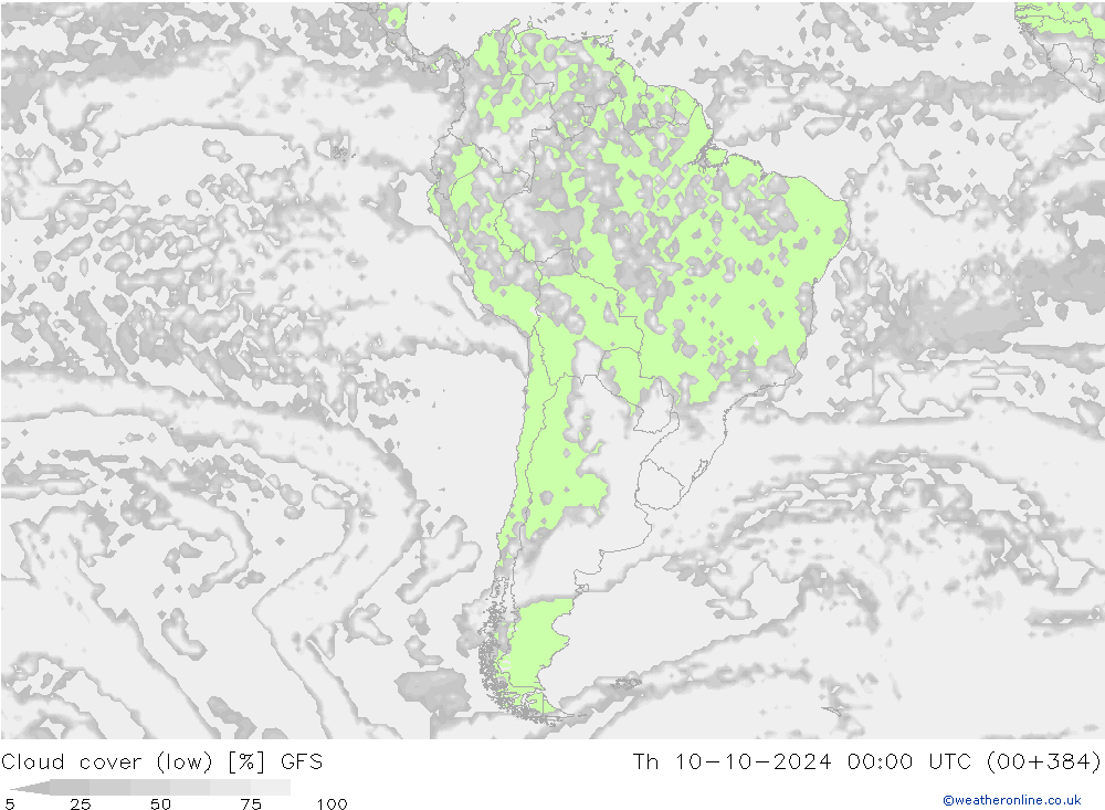 nuvens (baixo) GFS Qui 10.10.2024 00 UTC