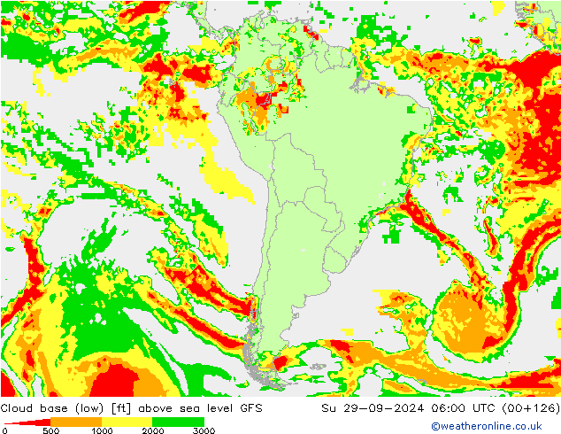 Cloud base (low) GFS Su 29.09.2024 06 UTC