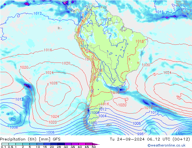 opad (6h) GFS wto. 24.09.2024 12 UTC