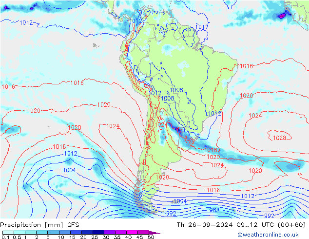 Precipitation GFS Th 26.09.2024 12 UTC