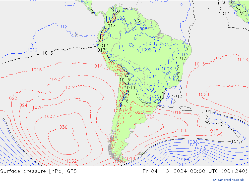 приземное давление GFS пт 04.10.2024 00 UTC