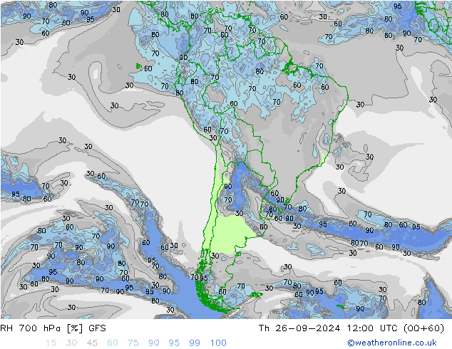 RH 700 hPa GFS wrzesień 2024