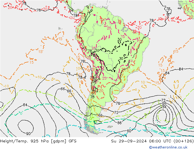 Height/Temp. 925 гПа GFS Вс 29.09.2024 06 UTC